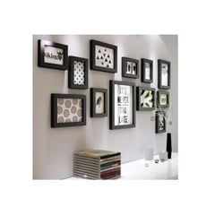 ESHOPANGIE - Set Marcos Foto Decorativo Pared 12 Piezas Negro