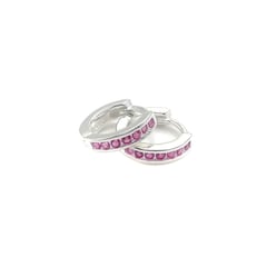 ANDREA COGGIOLA JOYAS - Aros Argollas Mini Circones Fucsia Plata Fina 925