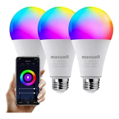 MAXWELL - Ampolletas Inteligentes Set X3 E27 Wifi Tuya Rgb 9w