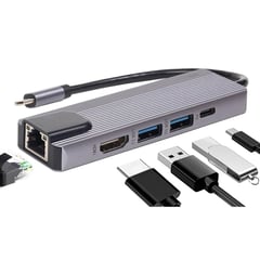 LINKON - Hub Adaptador Usb Tipo C 5 En 1 Rj45 Para Mac Windows