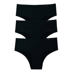 UNICA LINGERIE - Calzón Pack 3 Pantaletas Microfibra Sin demarcación.NEGRO.