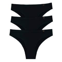 UNICA LINGERIE - Calzón Pack 3 Bikini Microfibra Sin demarcación.NEGRO.