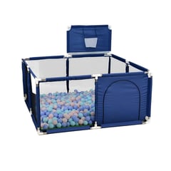 MUNDO ONLINE - Corral de Seguridad Bebe Con Aro 126x126 Cm Azul