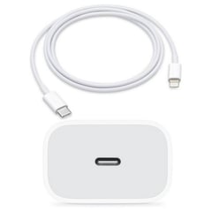 APPLE - Cargador 20w Carga Rápida + Cable Usb-C A Lightning 1 mt