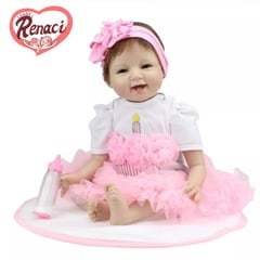 LSABEL RENACI - Muñeca Bebe Reborn Vinilo De Silicona Juguetes Para 55cm