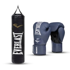 EVERLAST - Kit de Boxeo Saco y Guante Elite Azul 12oz