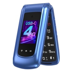 GENERICO - Celular Senior Básico Adulto Mayor 4g Con Tapa Azul Nuevos