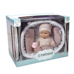 BEBESIT - Muñeca Bebe Lucía con cuna y accesorios